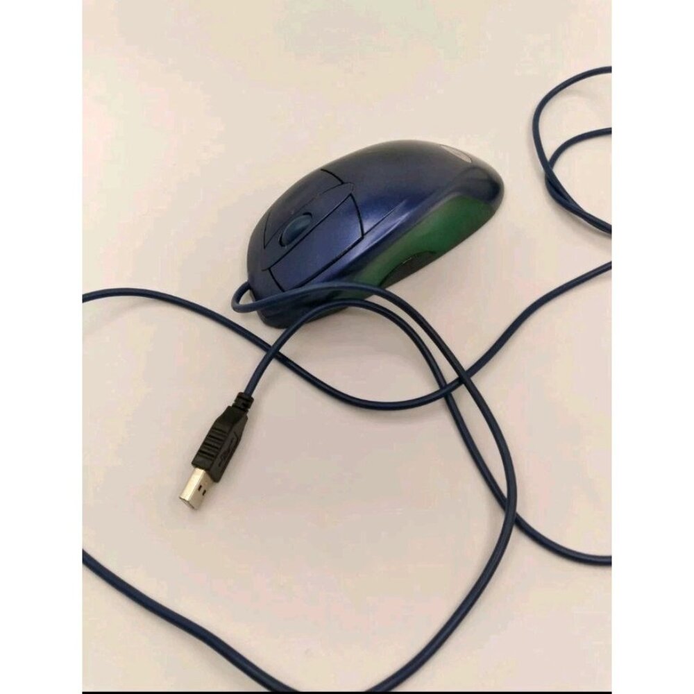 Vintage Logitech Mouseman wheel wired USB blue M-BD53 830417-0000 Tested Works